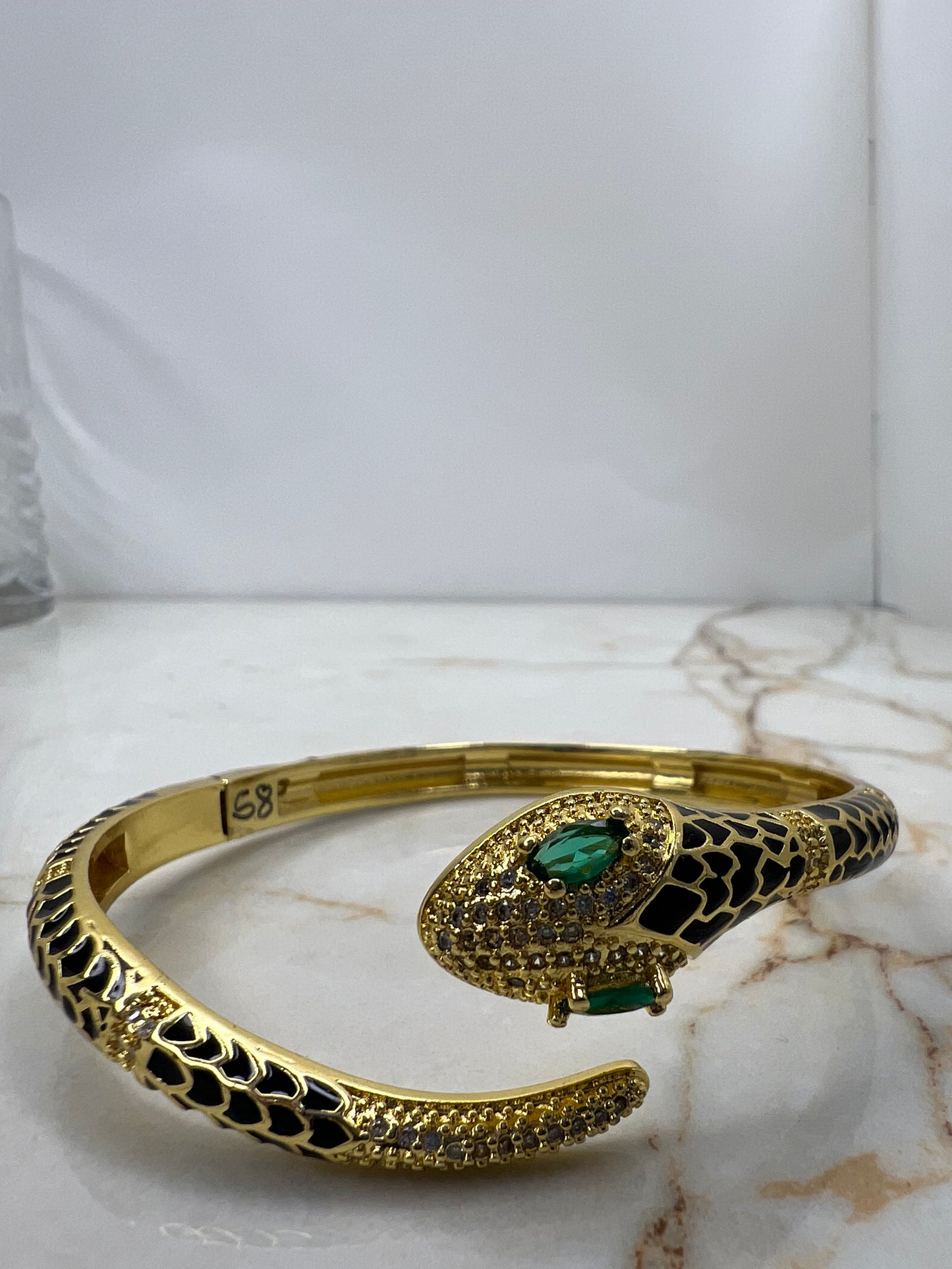 Snake Enamel Bracelet- Gold plated black - STYLE BASKET