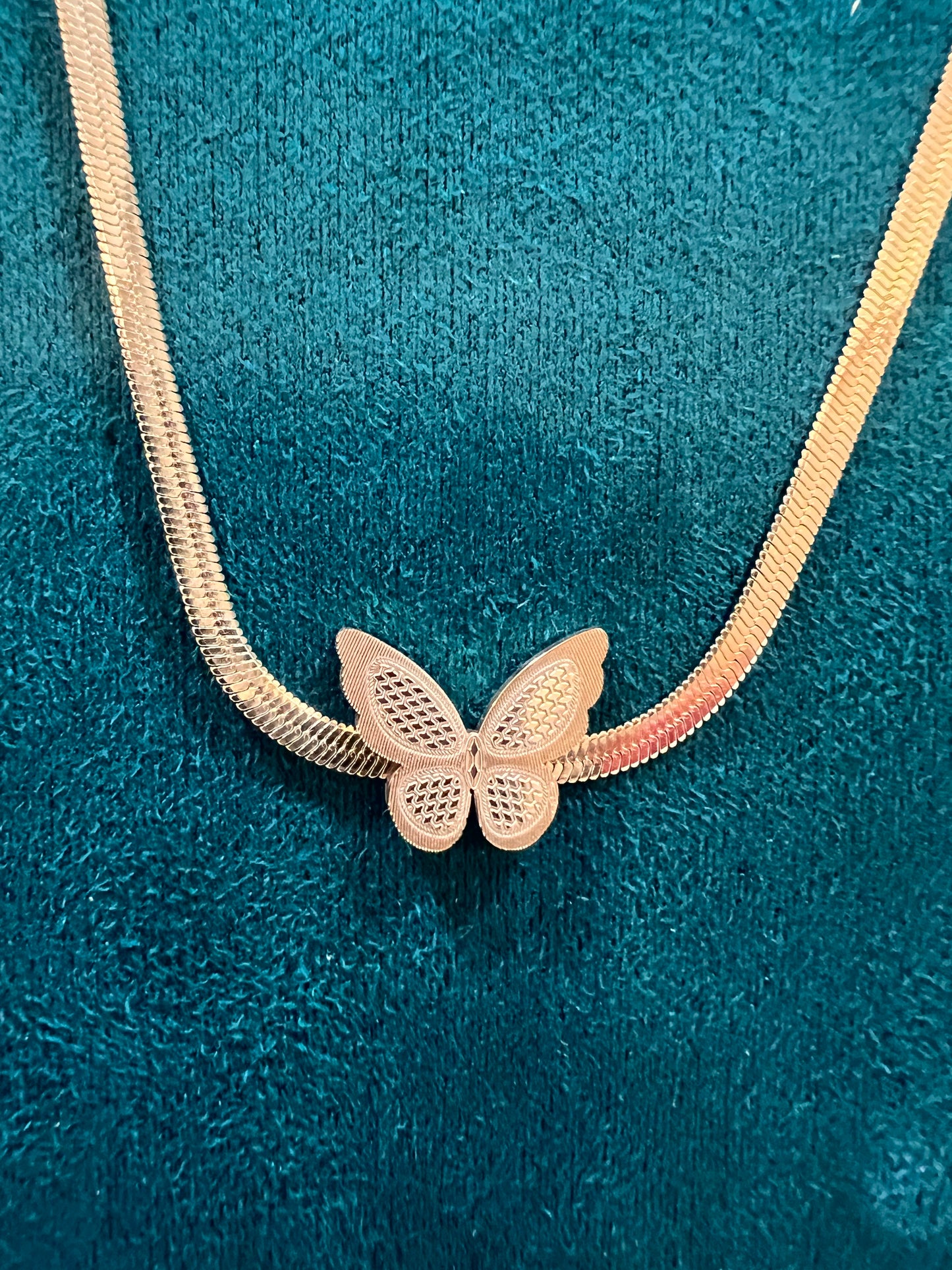 Butterfly Pendant Necklace Gold Plated Chain