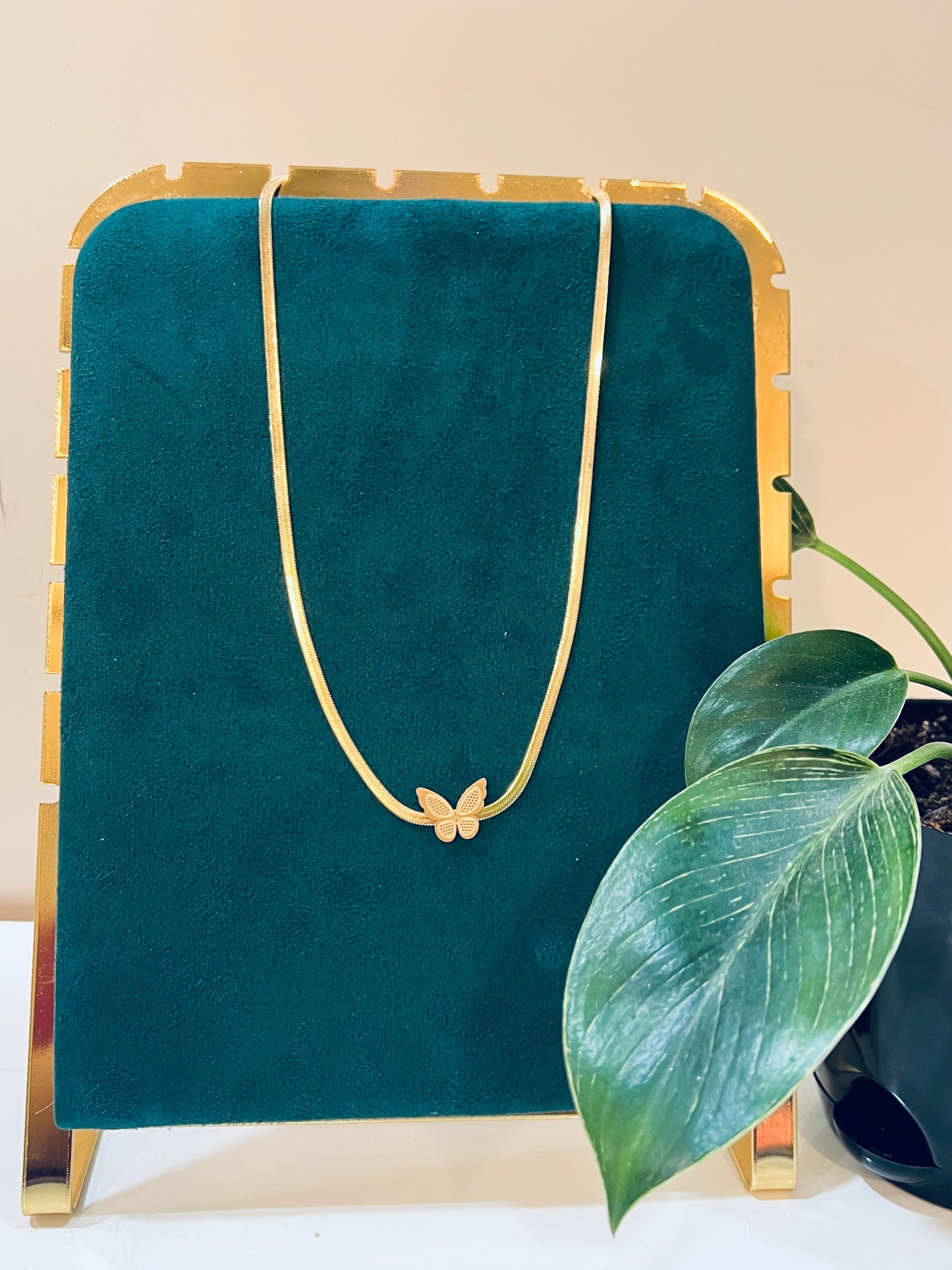 Butterfly Pendant Necklace Gold Plated Chain