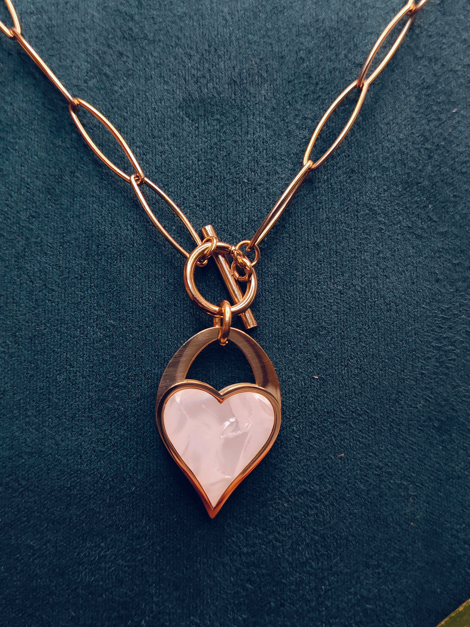 Gold Multi Color Heart Shape Necklace - STYLE BASKET