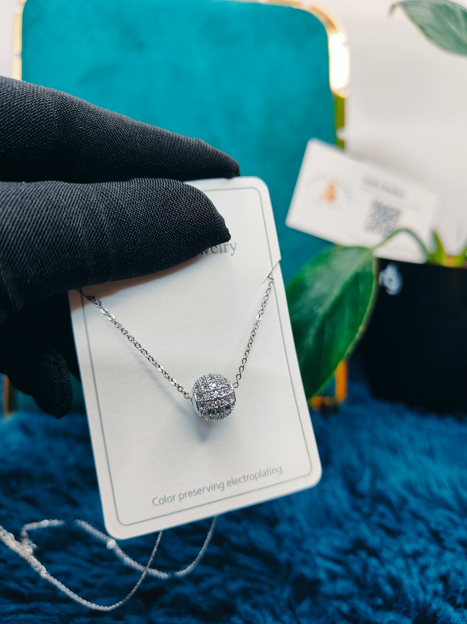 Silver Wheel American Diamond Studded Necklace - STYLE BASKET