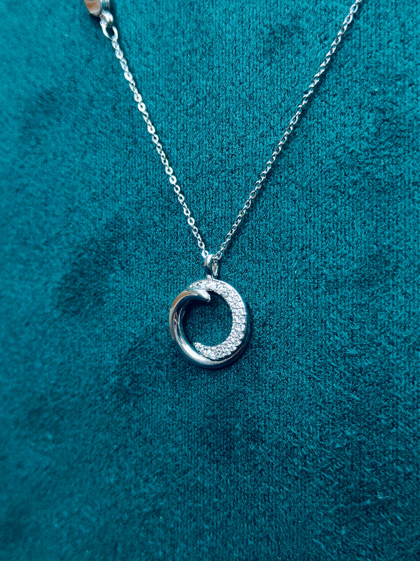 Silver Circle Pendat With Studded AD - STYLE BASKET