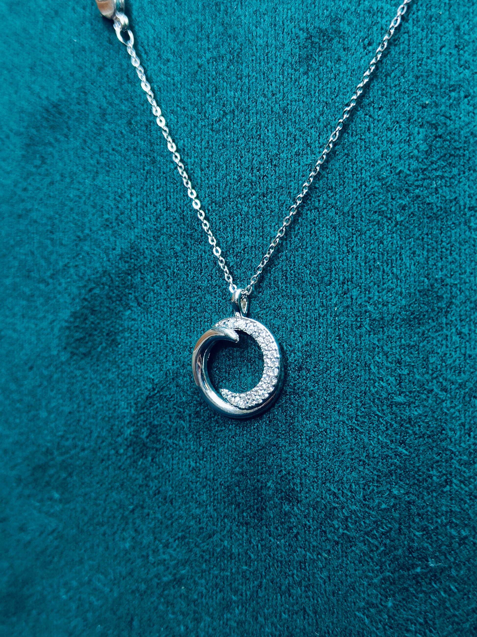 Silver Circle Pendat With Studded AD - STYLE BASKET