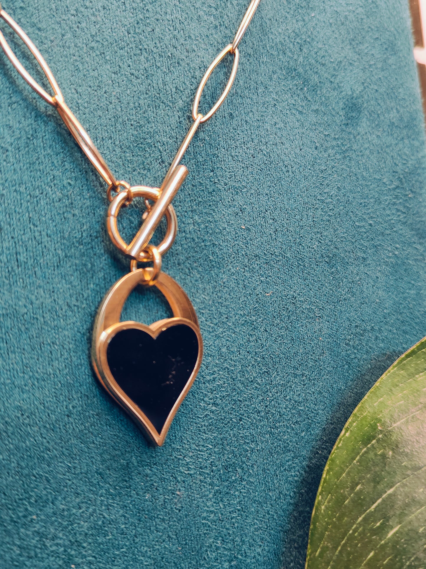 Gold Multi Color Heart Shape Necklace - STYLE BASKET